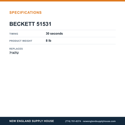 Beckett 51531 Primary Control/Igniter Kit specifications — New England Supply House [NESH-SPECTABLE-V1]