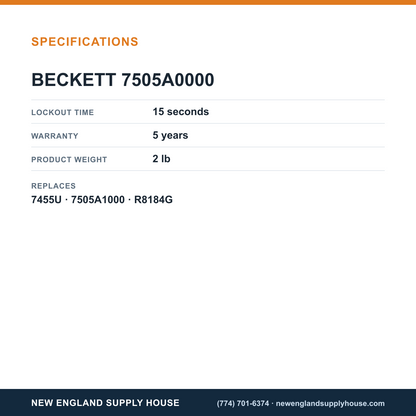 Beckett 7505A0000 Genisys Relay Control specifications — New England Supply House [NESH-SPECTABLE-V1]