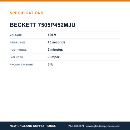 Beckett 7505P452MJU Primary Control Module specifications — New England Supply House [NESH-SPECTABLE-V1]