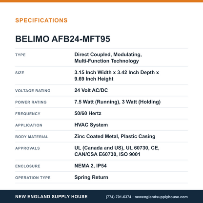 Belimo AFB24-MFT95 Damper Actuator specifications — New England Supply House [NESH-SPECTABLE-V1]