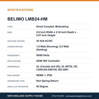 Belimo LMB24-HM Damper Actuator specifications — New England Supply House [NESH-SPECTABLE-V1]