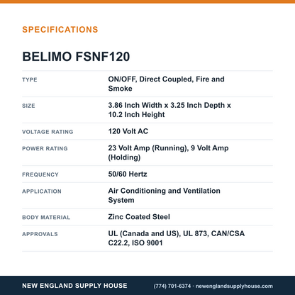 Belimo FSNF120 Damper Actuator specifications — New England Supply House [NESH-SPECTABLE-V1]