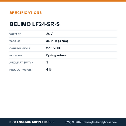 Belimo LF24-SR-S Damper Actuator specifications — New England Supply House [NESH-SPECTABLE-V1]