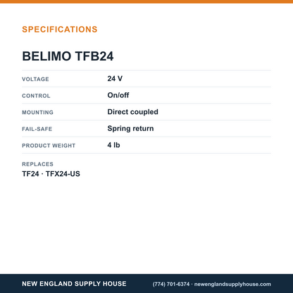 Belimo TFB24 Spring Return Actuator specifications — New England Supply House [NESH-SPECTABLE-V1]