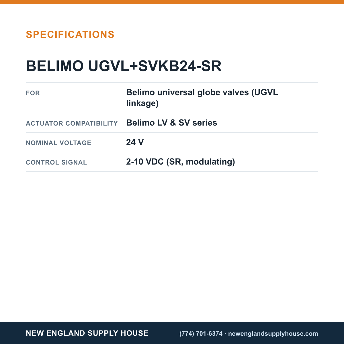 Belimo UGVL+SVKB24-SR Retrofit Kit specifications — New England Supply House [NESH-SPECTABLE-V1]
