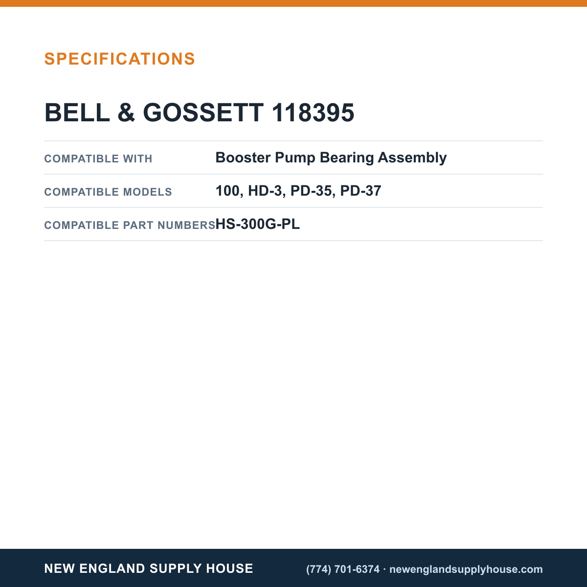 Bell & Gossett 118395 Centrifugal Pump Bearing Assembly Oil Wick Set specifications — New England Supply House [NESH-SPECTABLE-V1]