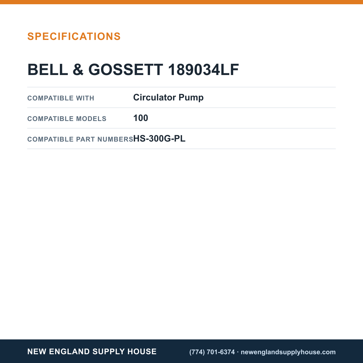 Bell & Gossett 189034LF Circulator Pump Bearing Assembly specifications — New England Supply House [NESH-SPECTABLE-V1]