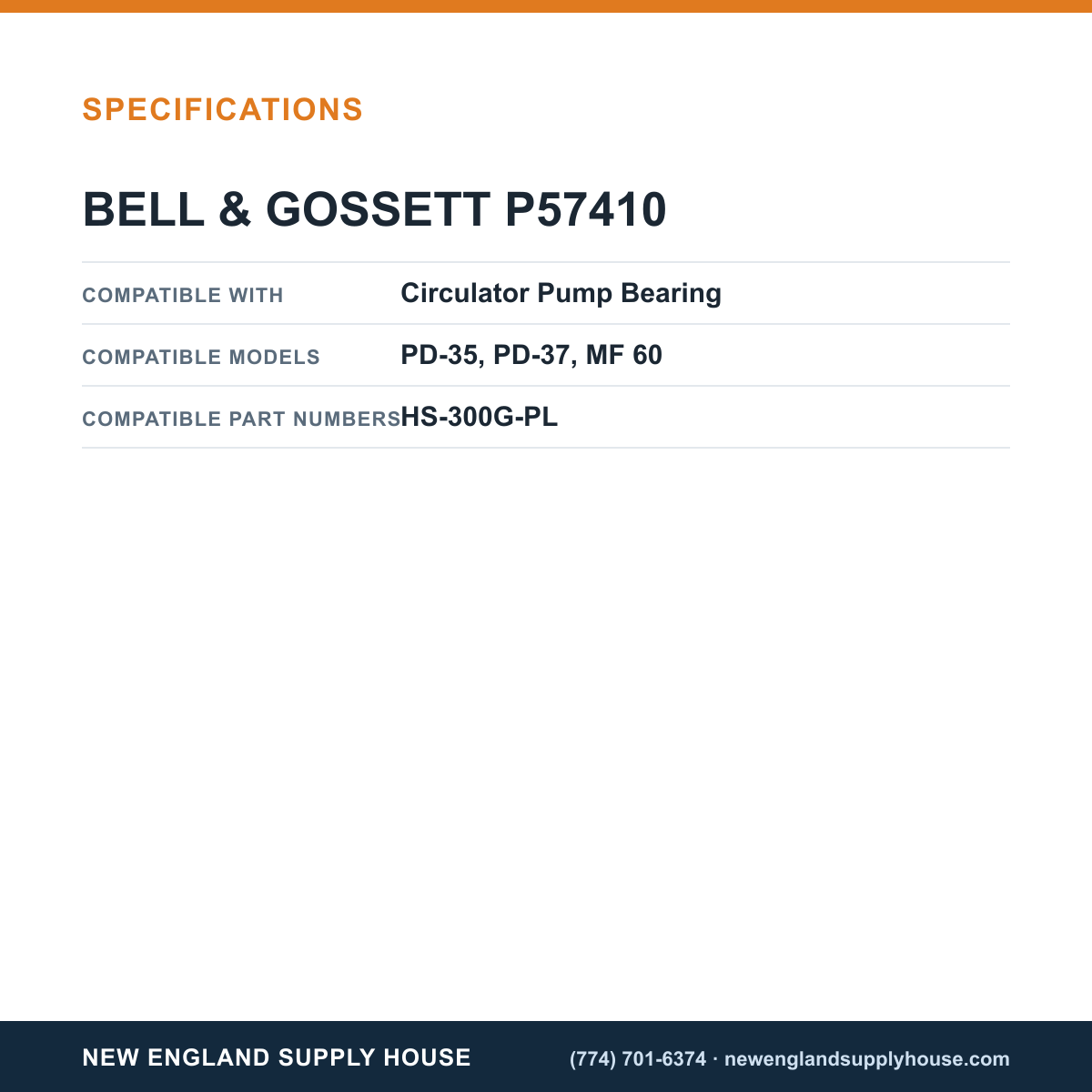 Bell & Gossett P57410 Circulator Pump Bearing Gasket specifications — New England Supply House [NESH-SPECTABLE-V1]