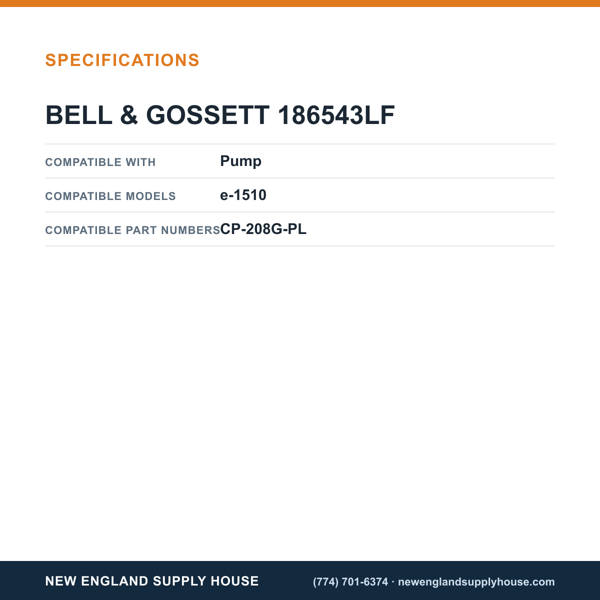 Bell & Gossett 186543LF Design Pump Seal Kit specifications — New England Supply House [NESH-SPECTABLE-V1]