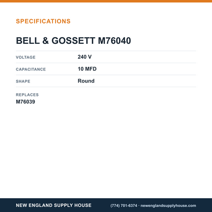 Bell & Gossett M76040 Capacitor specifications — New England Supply House [NESH-SPECTABLE-V1]