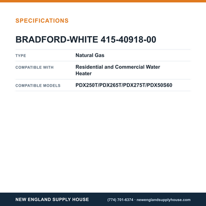 Bradford White 415-40918-00 Water Heater Burner Igniter/Flame Sensor specifications — New England Supply House [NESH-SPECTABLE-V1]