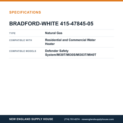 Bradford White 415-47845-05 Water Heater Pilot Assembly specifications — New England Supply House [NESH-SPECTABLE-V1]