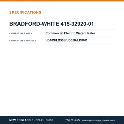 Bradford White 415-32920-01 Water Heater Temperature and Pressure Relief Valve specifications — New England Supply House [NESH-SPECTABLE-V1]