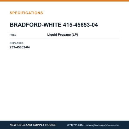 Bradford White 415-45653-04 Pilot Assembly specifications — New England Supply House [NESH-SPECTABLE-V1]