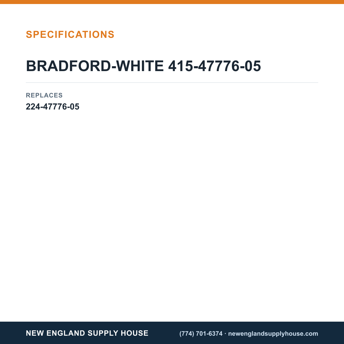 Bradford White 415-47776-05 Anode Rod specifications — New England Supply House [NESH-SPECTABLE-V1]