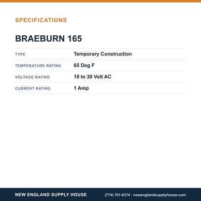 Braeburn 165 Thermostat specifications — New England Supply House [NESH-SPECTABLE-V1]