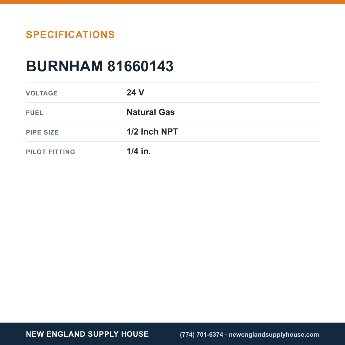 Burnham 81660143 Gas Valve specifications — New England Supply House [NESH-SPECTABLE-V1]