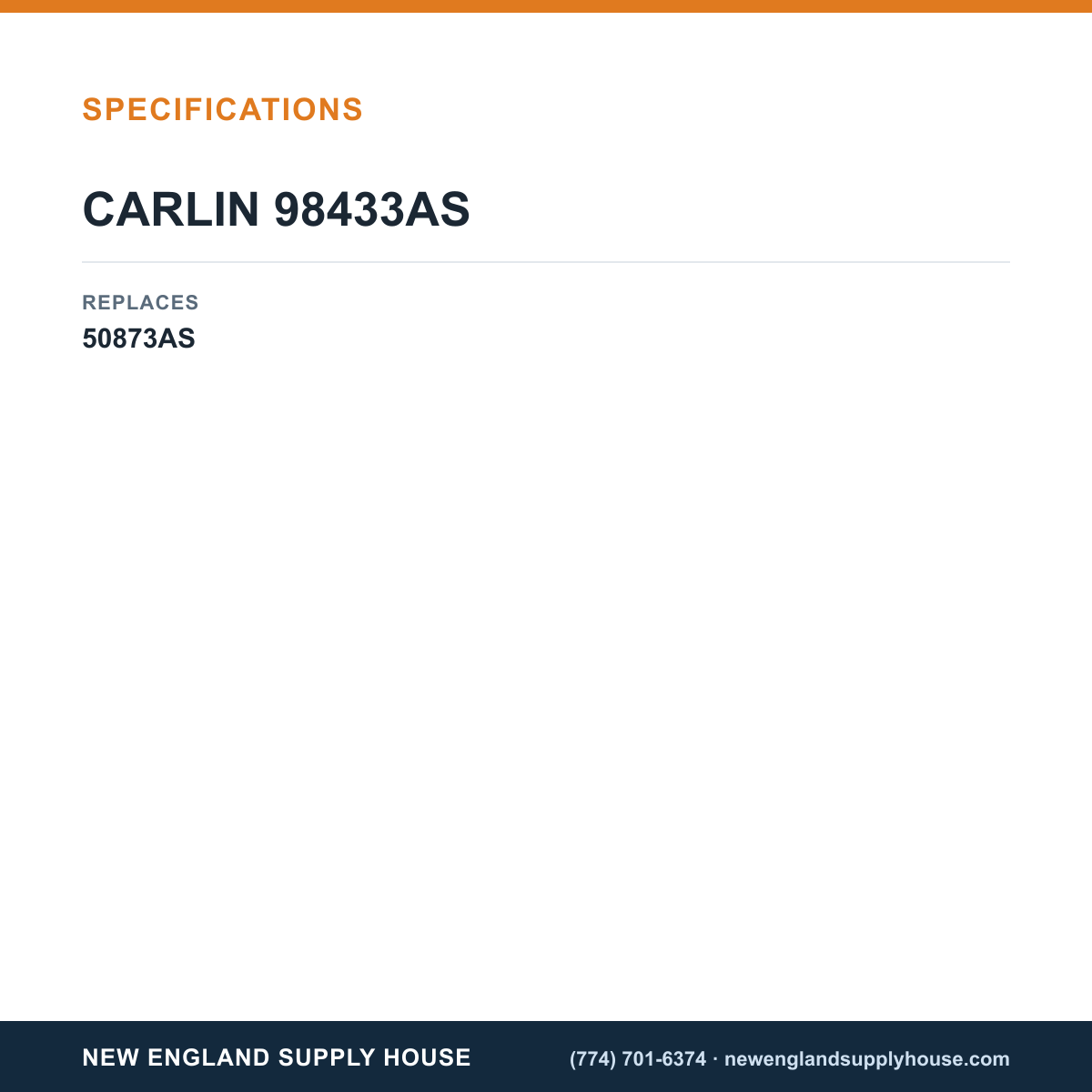 Carlin 98433AS Ignitor Electrode specifications — New England Supply House [NESH-SPECTABLE-V1]