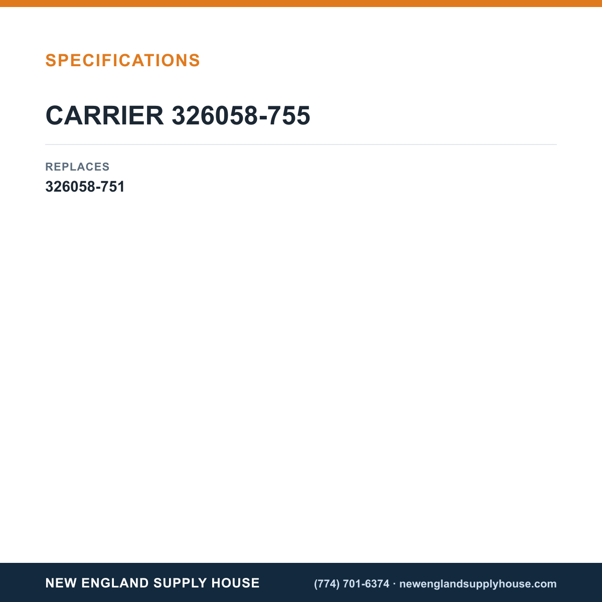 Carrier 326058-755 Inducer Assembly specifications — New England Supply House [NESH-SPECTABLE-V1]