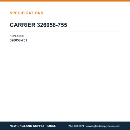 Carrier 326058-755 Inducer Assembly specifications — New England Supply House [NESH-SPECTABLE-V1]