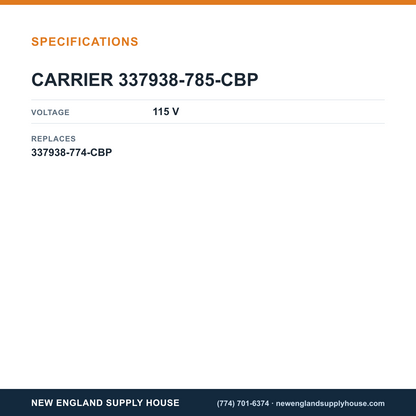 Carrier 337938-785-CBP Inducer Blower Assembly specifications — New England Supply House [NESH-SPECTABLE-V1]