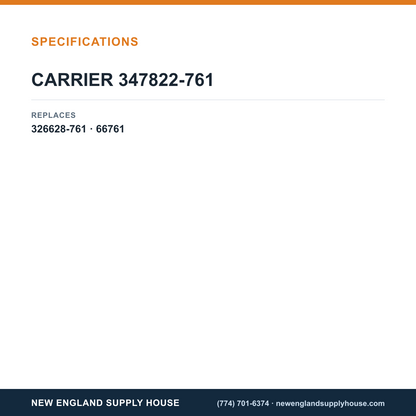 Carrier 347822-761 Draft Inducer Kit specifications — New England Supply House [NESH-SPECTABLE-V1]
