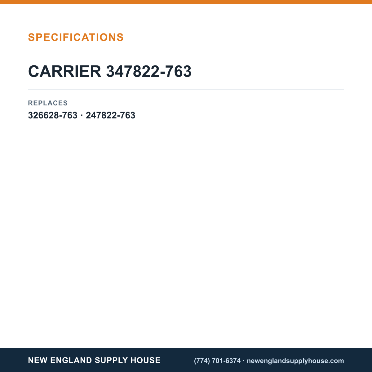Carrier 347822-763 Inducer Assembly specifications — New England Supply House [NESH-SPECTABLE-V1]