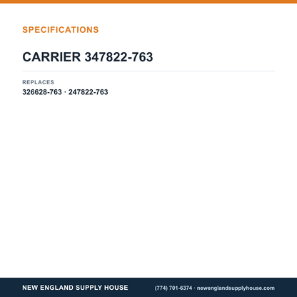 Carrier 347822-763 Inducer Assembly specifications — New England Supply House [NESH-SPECTABLE-V1]