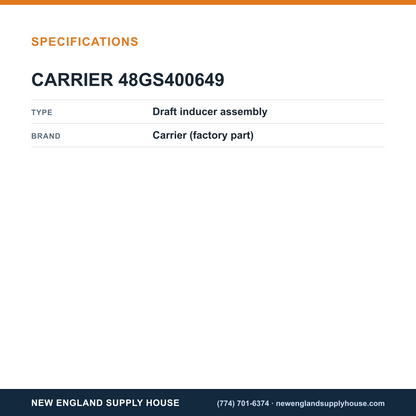 Carrier 48GS400649 Draft Inducer Assembly specifications — New England Supply House [NESH-SPECTABLE-V1]