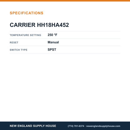 Carrier HH18HA452 Temperature Rollout Switch specifications — New England Supply House [NESH-SPECTABLE-V1]