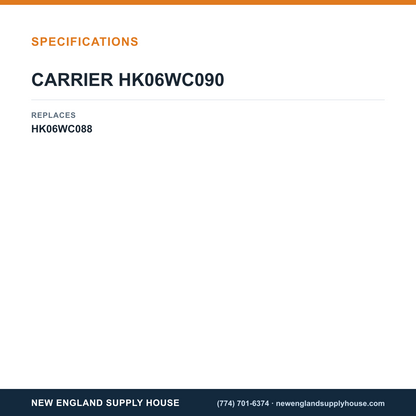 Carrier HK06WC090 Pressure Switch specifications — New England Supply House [NESH-SPECTABLE-V1]