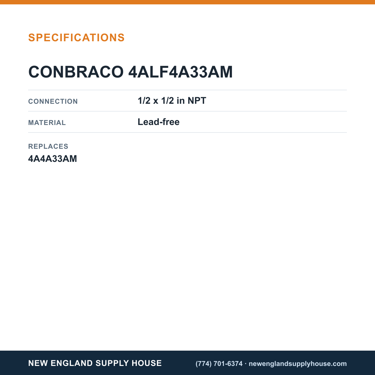 Conbraco 4ALF4A33AM Backflow Preventer specifications — New England Supply House [NESH-SPECTABLE-V1]