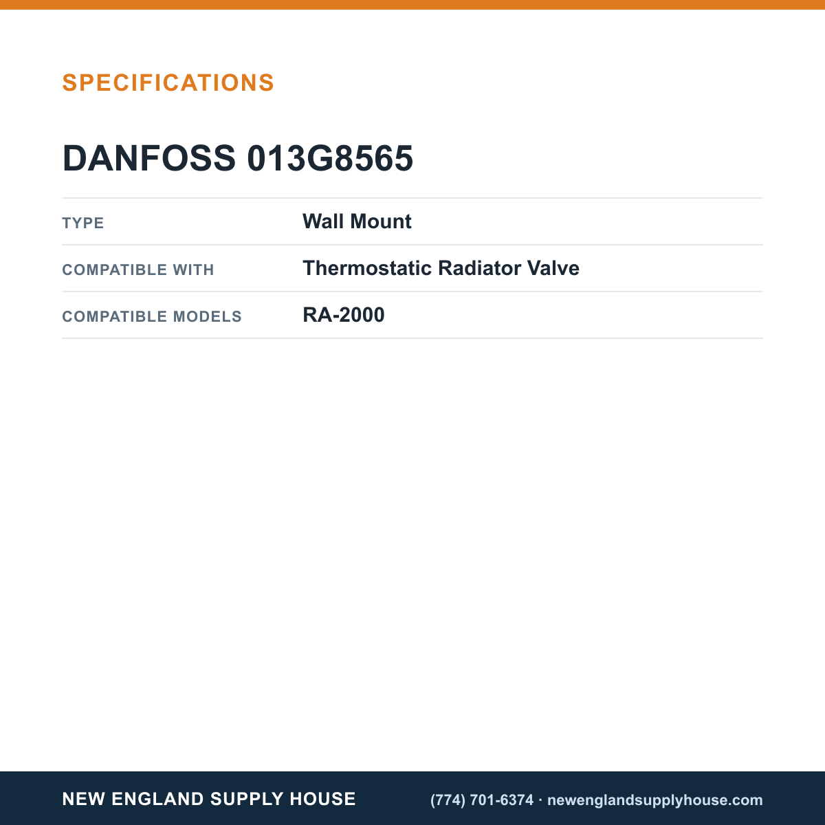 Danfoss 013G8565 Thermostatic Radiator Valve Dial and Built-In Sensor specifications — New England Supply House [NESH-SPECTABLE-V1]