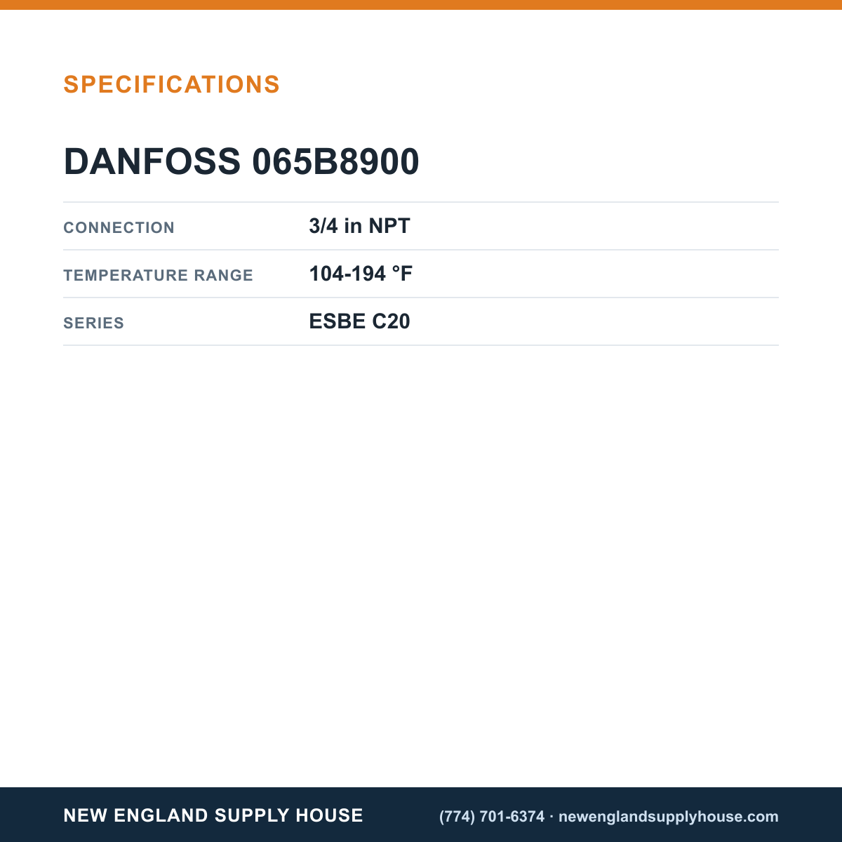 Danfoss 065B8900 Draft Regulator specifications — New England Supply House [NESH-SPECTABLE-V1]