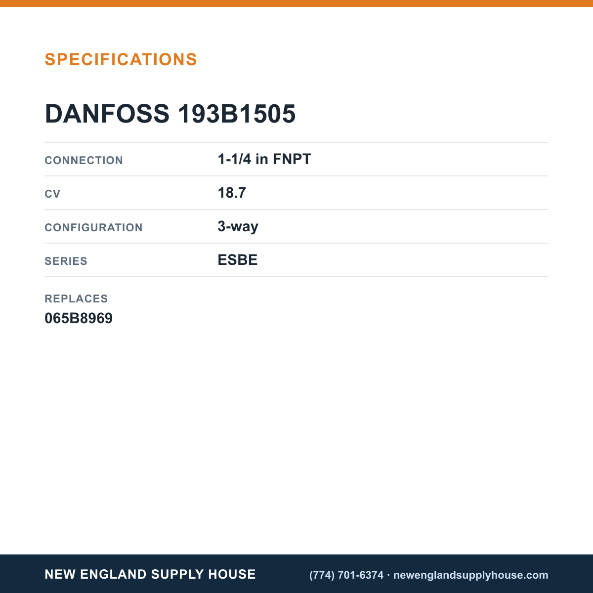 Danfoss 193B1505 3-Way Mixing Valve specifications — New England Supply House [NESH-SPECTABLE-V1]