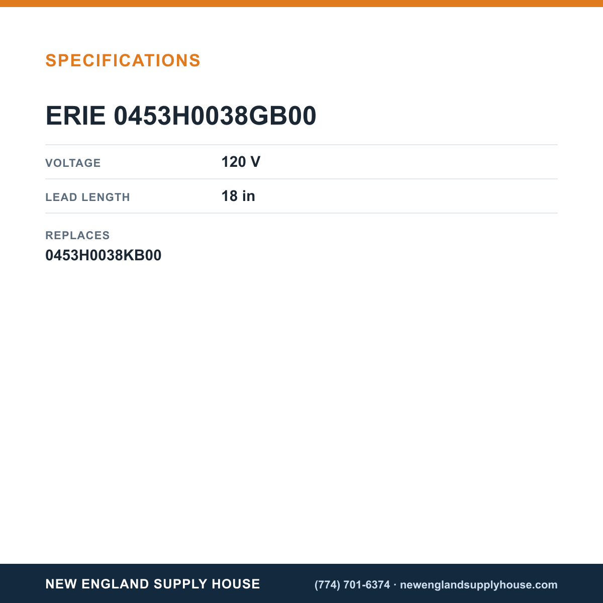 Erie Controls 0453H0038GB00 Linkage Drive Actuator specifications — New England Supply House [NESH-SPECTABLE-V1]