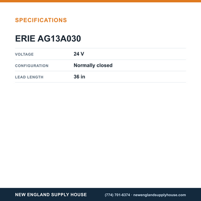 Erie Controls AG13A030 Actuator specifications — New England Supply House [NESH-SPECTABLE-V1]