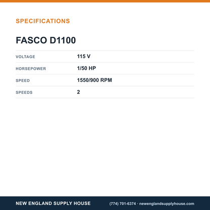 Fasco Draft Inducers D1100 specifications — New England Supply House [NESH-SPECTABLE-V1]