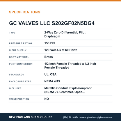 GC Valves S202GF02N5DG4 Solenoid Valve specifications — New England Supply House [NESH-SPECTABLE-V1]