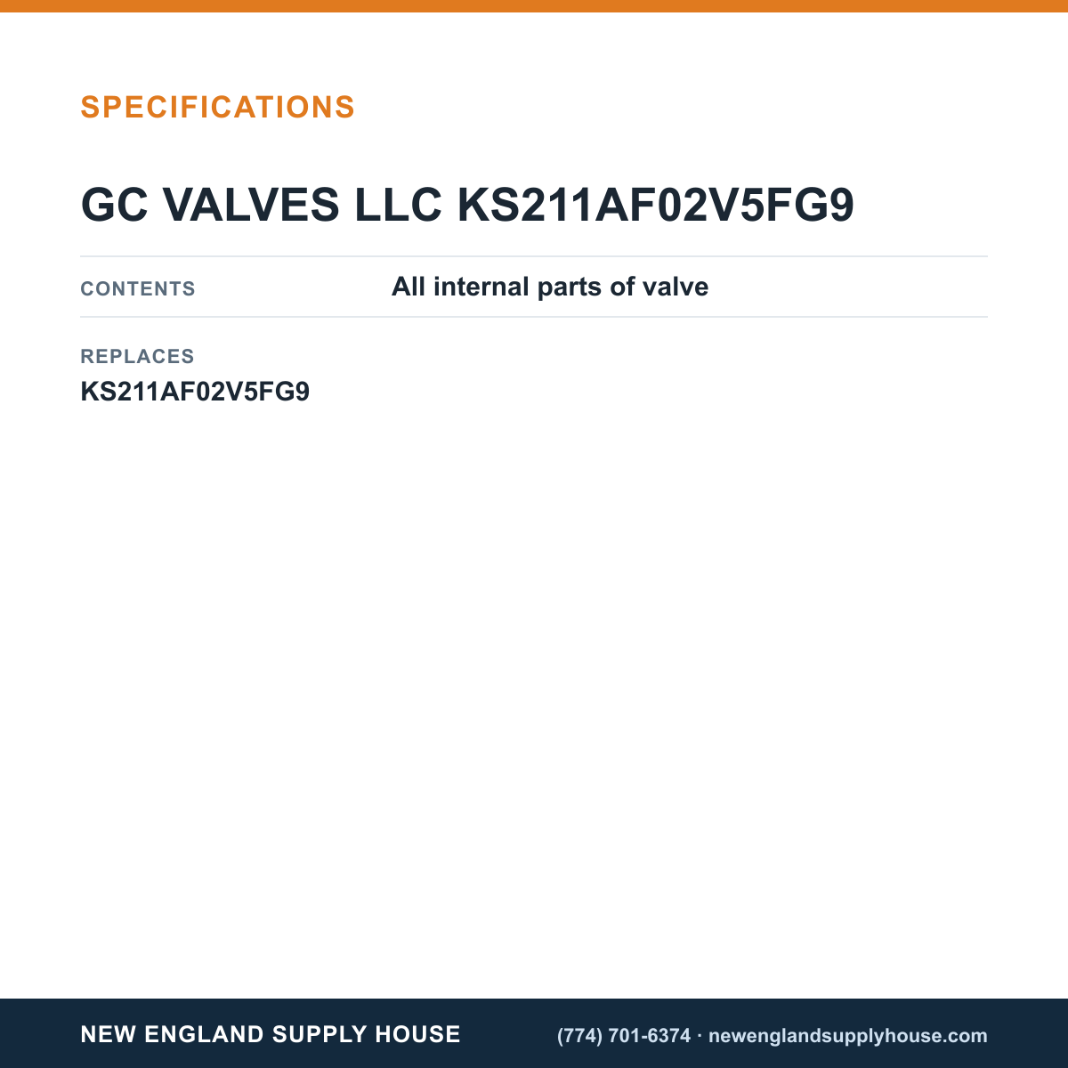 GC Valves KS211AF02V5FG9 Rebuild Kit specifications — New England Supply House [NESH-SPECTABLE-V1]