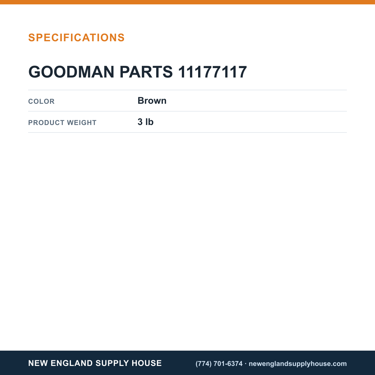 Goodman 11177117 Pressure Switch specifications — New England Supply House [NESH-SPECTABLE-V1]