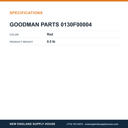 Goodman 0130F00004 Pressure Switch specifications — New England Supply House [NESH-SPECTABLE-V1]