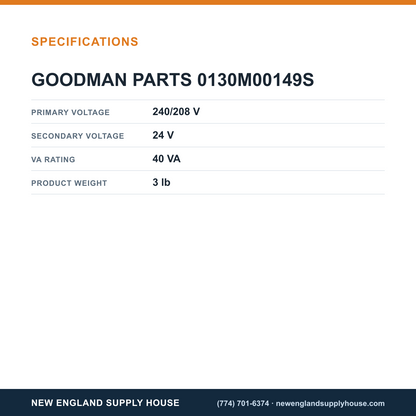 Goodman 0130M00149S Transformer specifications — New England Supply House [NESH-SPECTABLE-V1]