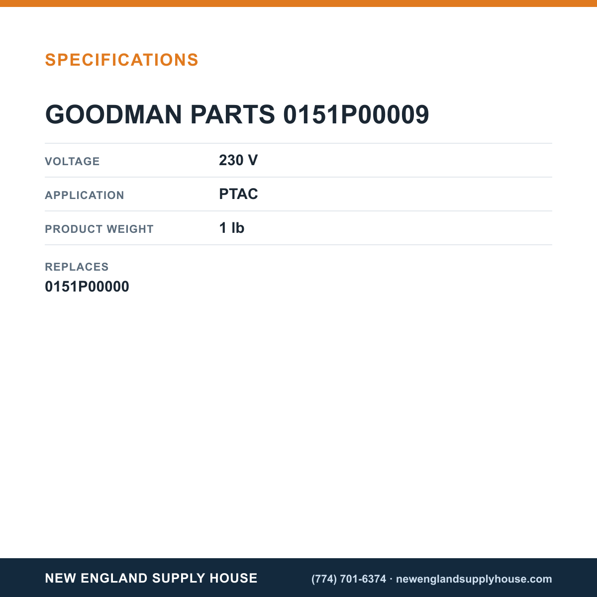Goodman 0151P00009 Reversing Valve specifications — New England Supply House [NESH-SPECTABLE-V1]