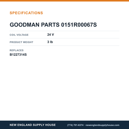 Goodman 0151R00067S Reversing Valve specifications — New England Supply House [NESH-SPECTABLE-V1]
