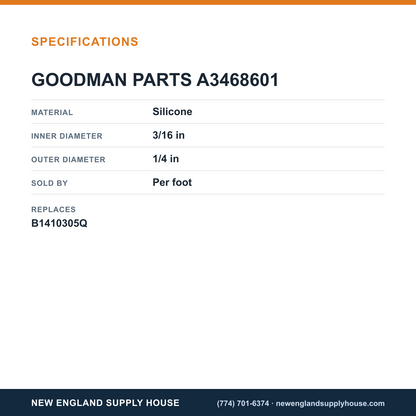 Goodman A3468601 Pressure Switch Tubing specifications — New England Supply House [NESH-SPECTABLE-V1]