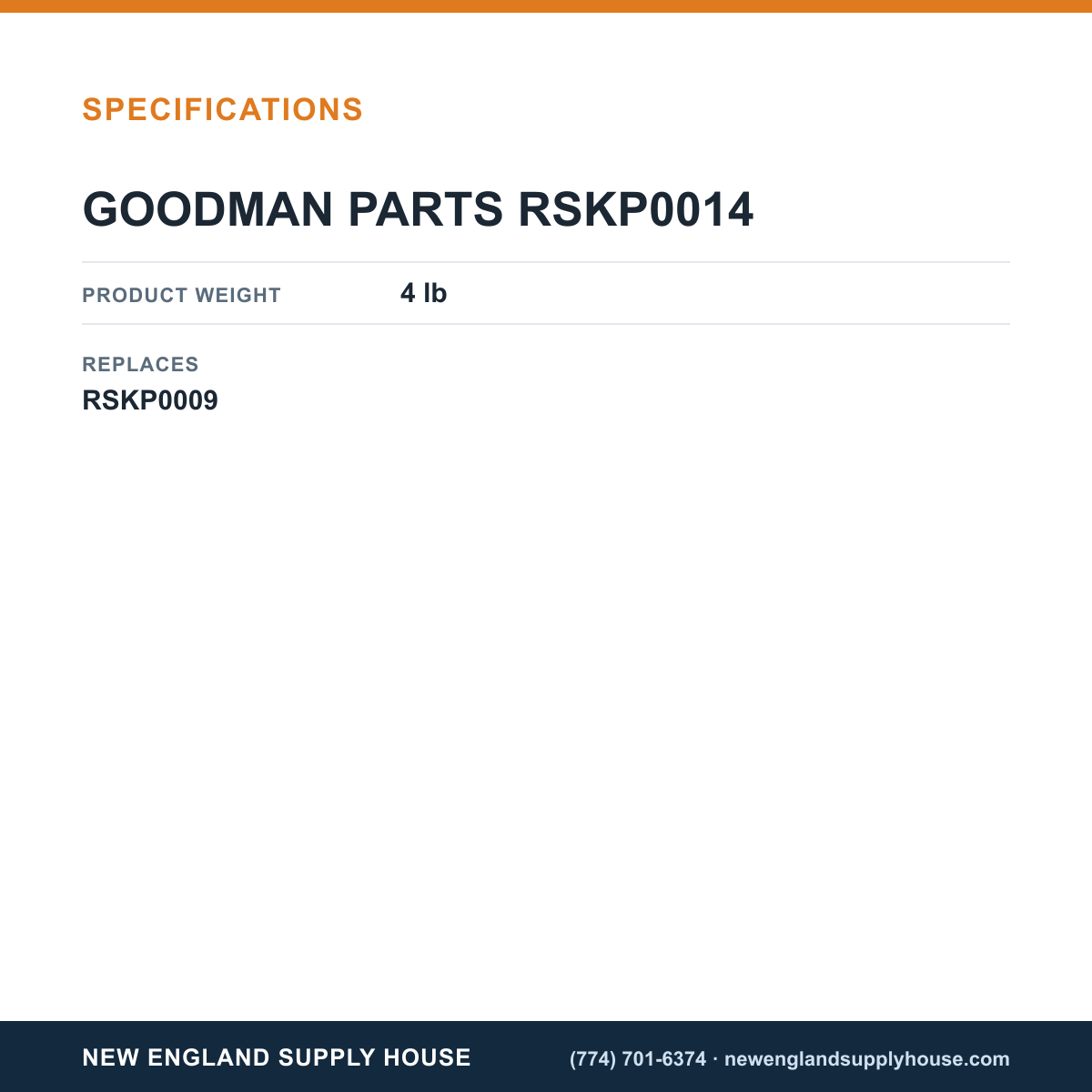 Goodman RSKP0014 Control Board Kit specifications — New England Supply House [NESH-SPECTABLE-V1]