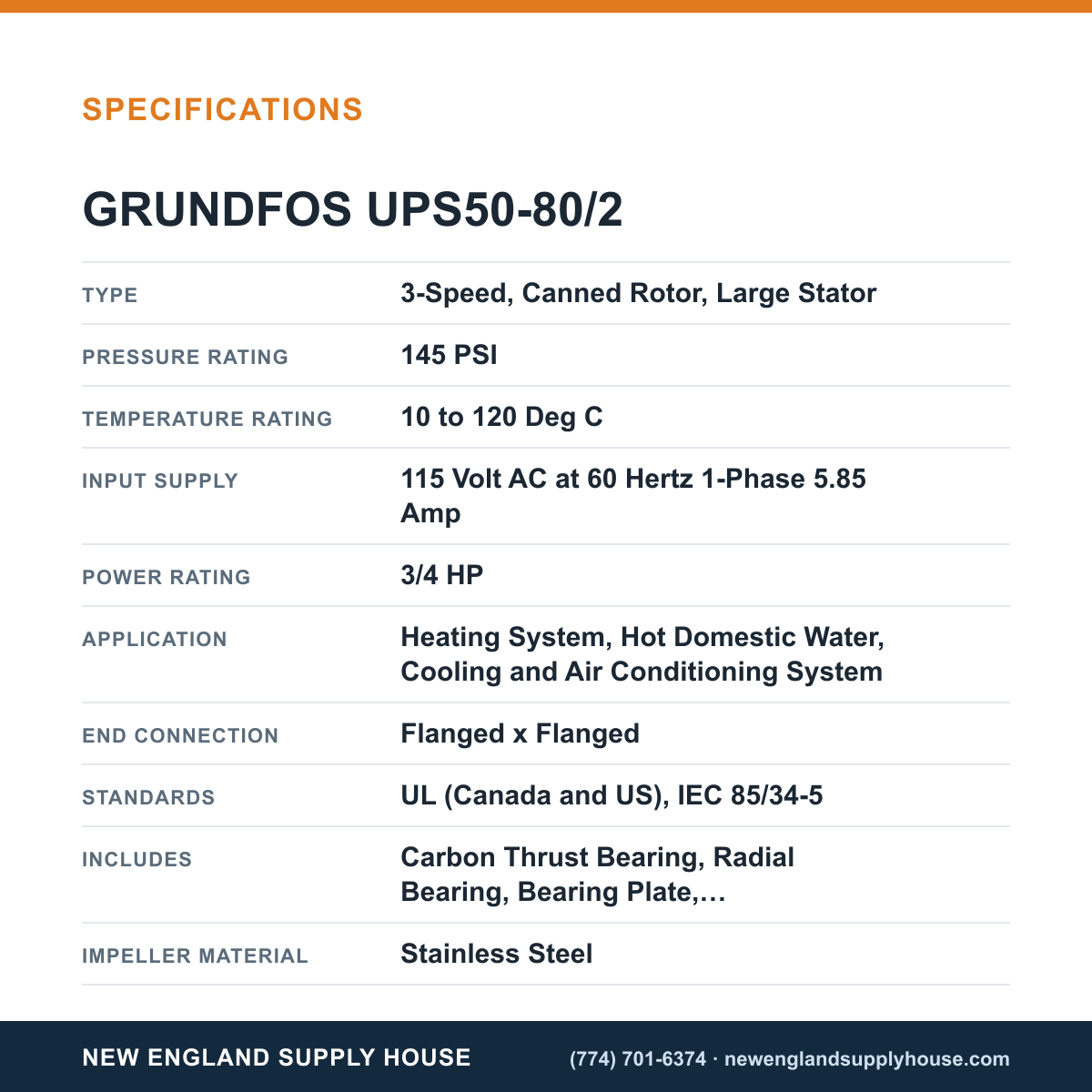 Grundfos Pumps UPS50-80/2 Circulator Pump specifications — New England Supply House [NESH-SPECTABLE-V1]