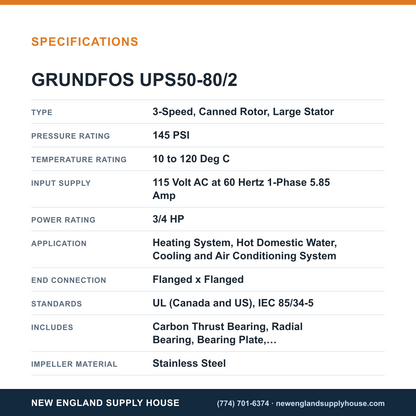 Grundfos Pumps UPS50-80/2 Circulator Pump specifications — New England Supply House [NESH-SPECTABLE-V1]
