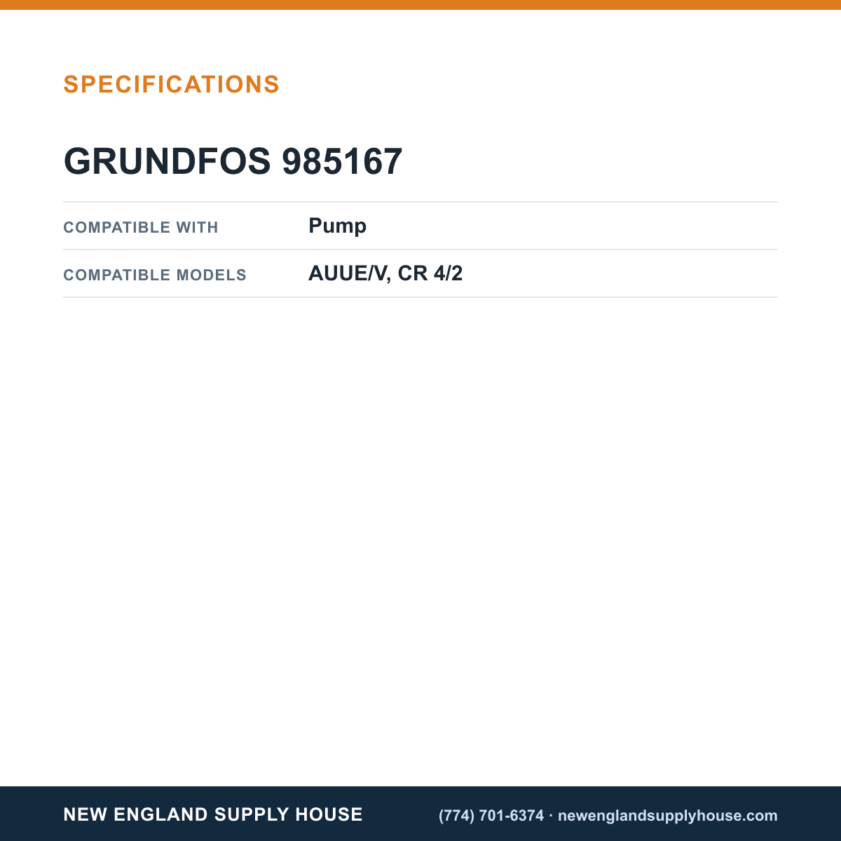 Grundfos Pumps 985167 Pump Shaft Seal Kit specifications — New England Supply House [NESH-SPECTABLE-V1]